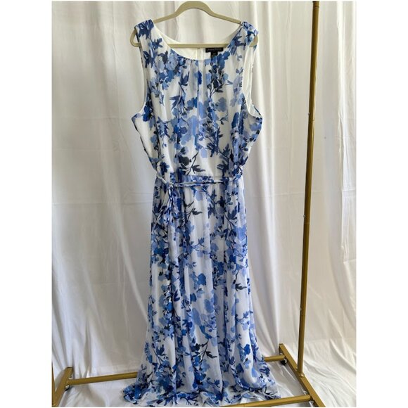 Jessica Howard Women's Plus 24W Blue/White Floral Maxi Dress - Picture 1 of 11